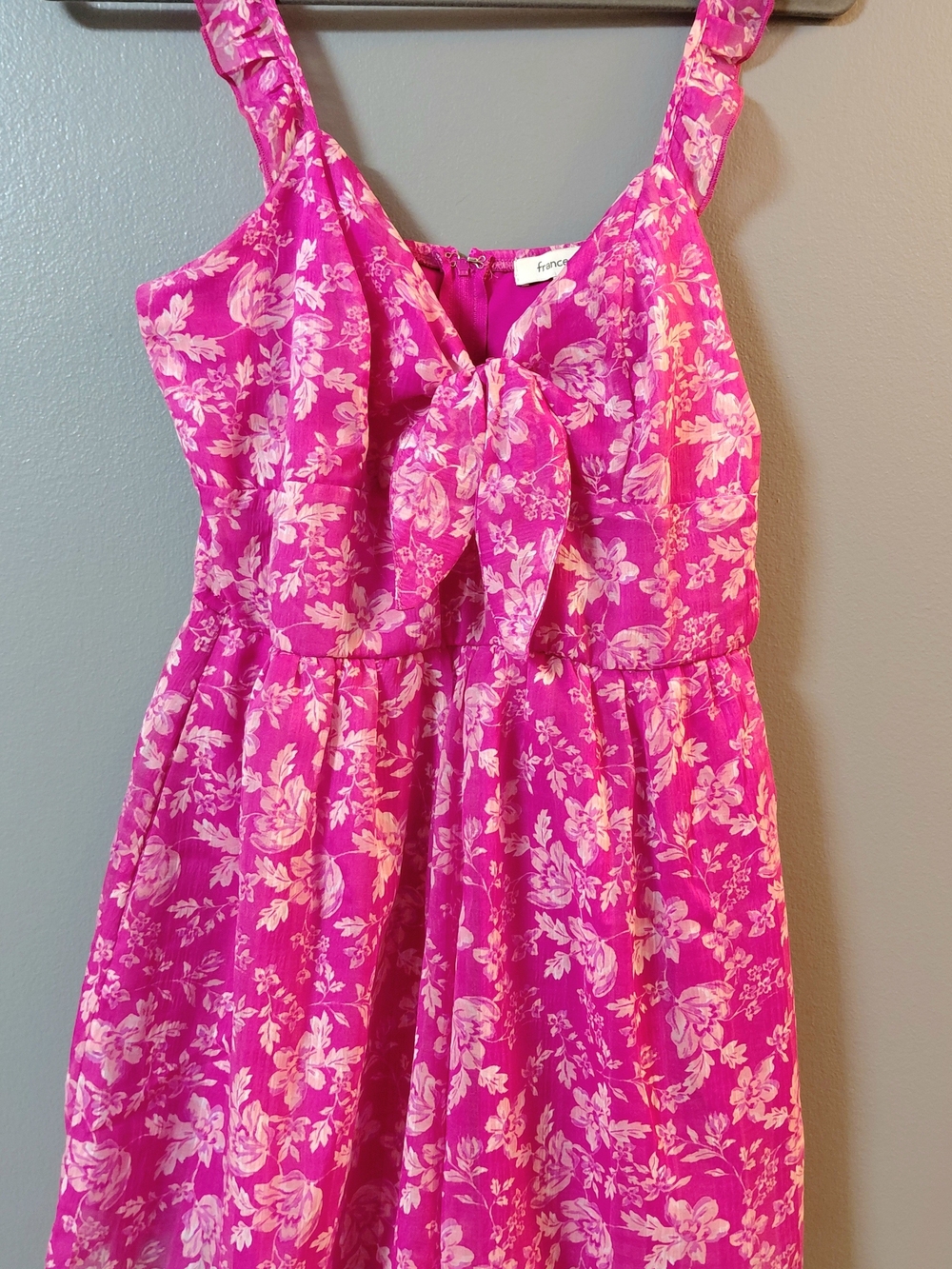 Francesca's Collections Hot Pink Floral Tie-Front Sundress